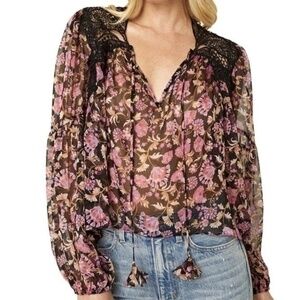 Misa Rosie Sheer Floral Blouse Small‎